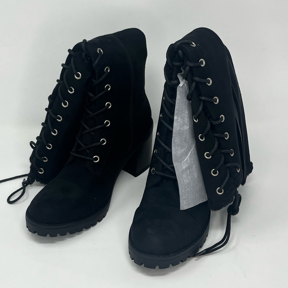 JustFab Asher Sherpa-Lined Lace-up Boot
